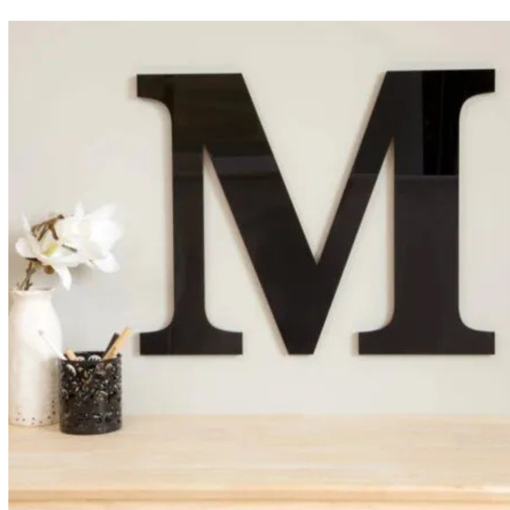 Black Acrylic Letter “M” – Modern Wall Décor Initial